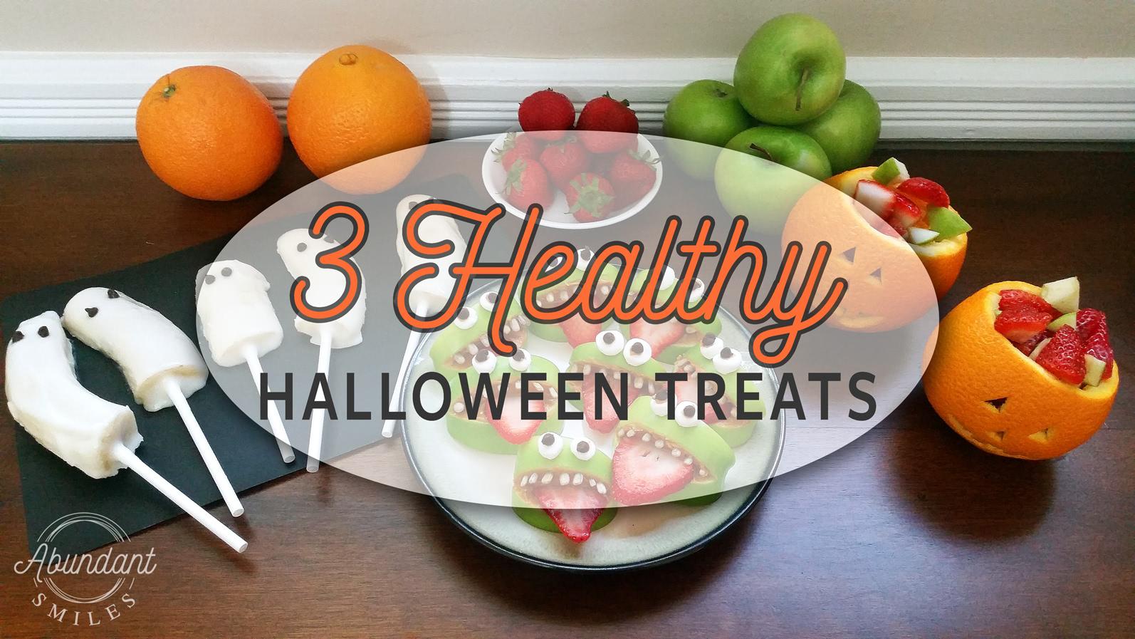 A tray of healthy halloween treats