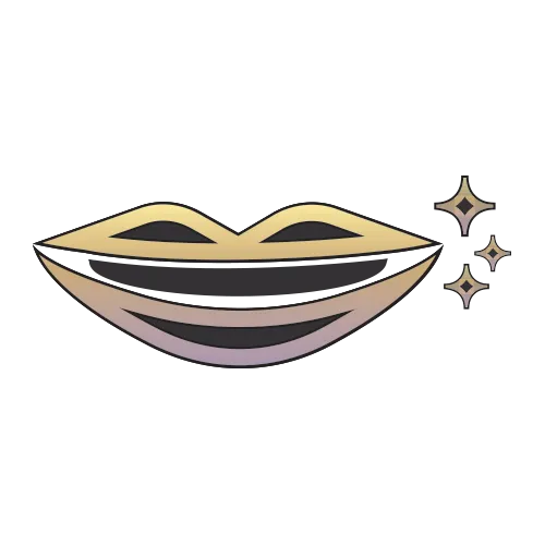 A smile with sparkles.