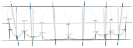 Top row of teeth with lines